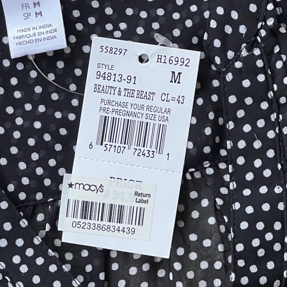 Motherhood Maternity black/white dot blouse with camisole size Med NWT - Picture 14 of 16